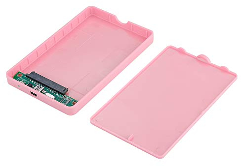 ASHATA Carcasa Disco Duro SSD/SATA USB 2.0/1.1(480Mbps), Caja Disco Duro Externo, Caja de HDD Externo 2.5 7-9.5mm Portátil,Plug and Play, No Requiere Herramientas(Superficie Mate) (Rosa)