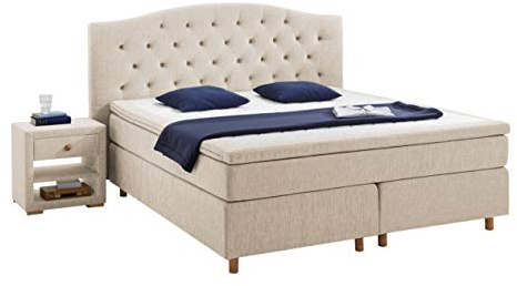 Atlantic Home Collection Boxspringbett CLAIRE, 180x200 cm, inkl. Topper (Härtegrad H3), Creme