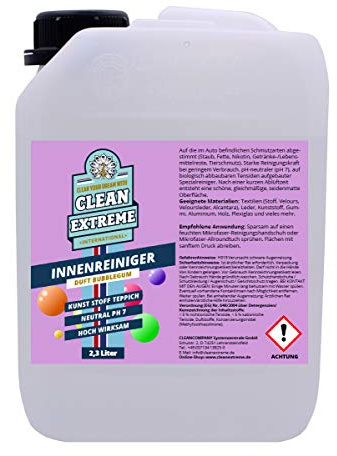 CLEANEXTREME Auto Innenraum Reiniger Bubblegum Duft | 2,3 Liter | Innenreiniger pH neutral für Stoff Kunststoff Gummi Aluminium Leder Velours Autositz Autopolster Dachhimmel Teppich