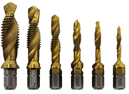 PAULIMOT Kombi-Gewindebohrer-Set M3 bis M10 mit 1/4 Bit, 5% Kobalt