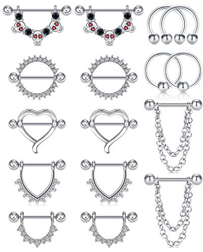 AceFun 14G nippelschmuck Piercing Nippelringe Brustwarzenpiercing Brustpiercing Edelstahl Nipplerings CZ Herz zungenpiercing Barbell Piercing Schmuck für Frauen