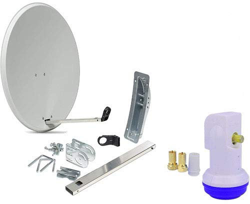 Kit satellitare completo in alluminio, 60/65 cm, specchio/disco antracite singolo LNB - per 1 ricevitore/TV [ultima tecnologia - DVB-S/S2, Full HD, 4K/UHD, 3D].