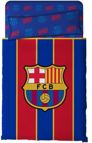FUTBOL CLUB BARCELONA Juego de Sábanas Escudo Centrado Composición: 100% Algodón. (Cama 150cm)