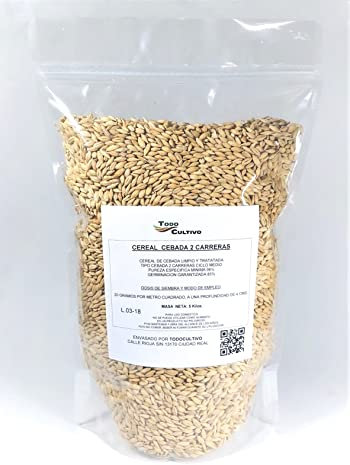 Cebada para sembrar de 2 carreras. 5 Kilogramos