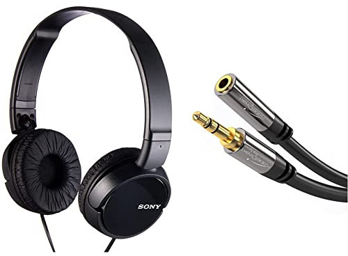 Sony MDR-ZX110 Faltbarer Bügelkopfhörer, schwarz & KabelDirekt - Klinken- Verlängerungskabel - 5m - (für Aux Eingänge, 3.5mm Stecker > 3.5mm Buchse) - PRO Series