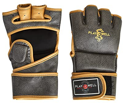 Playwell Gamma Premium: Serie Vintage - Pro Series MMA Sparring & Grappling Fight Guanti - 4 oz - Coppia (piccolo/medio)