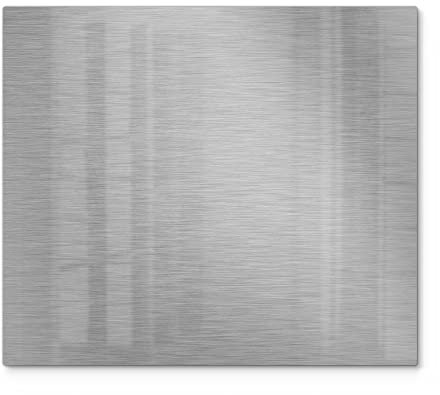 DEQORI Herdabdeckplatte Glas | einteilig 60x52 cm | Motiv Gebürsteter Stahl | Ceranfeld Abdeckplatte für Küche | Herd-Abdeckung universal | Glasplatte & Schneidebrett für Kochplatten