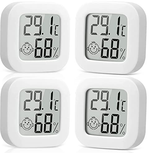 Dienmern 4 Stück Digital Thermometer für Innen Hygrometer - HohePräzision Raumthermometer Mini Thermometer Innen, Thermometer für Innenräume