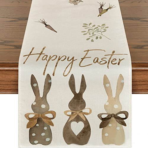 Tischläufer Ostern Frühling Tischläufer Ostertischläufer Ostereier Tischband Osterhase Tischdeko Osterndeko Frühlingdeko Tischdekoration 33x120 cm Ostern Tischdecke für Esszimmer (B, 33 x 120 cm)