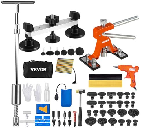 VEVOR Kit 69 Pezzi Strumento per Riparazione di Ammaccature a Ponte Potenza 20 W per Carrozzeria Auto Veicolo da Garage Officina Fai-da-te, Kit Estrattore a Ponte Estrattore a Martello per Ammaccature