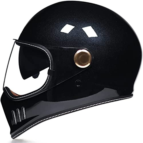 Retro-Integral-Motorradhelme für Erwachsene, Männer, Frauen, Vintage-Motorrad, Moped, Straßenfahrrad, Scooter-Helm mit Doppelvisier, DOT/ECE-geprüft,A,L