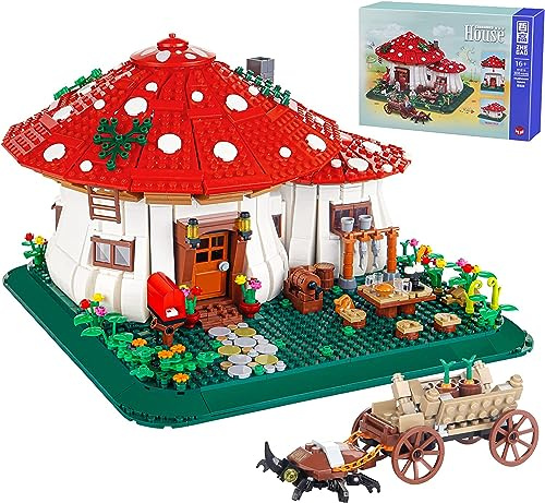 2233PCS Mushroom House Building Blocks, Creative Ideals Treehouse Building Blocks, Micro Mini Construction Toys