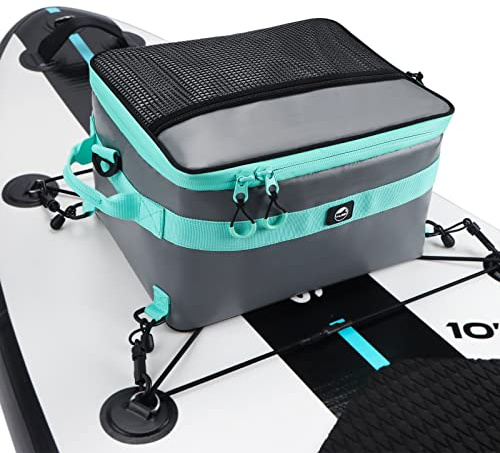 YVLEEN Wasserdichter Paddel-Borad-Kühler, SUP-Kühler, strapazierfähiges PVC-Material, Paddelboard-Deck-Tasche mit Netztasche oben, verstellbare Riemen, super Kapazität für Stand-Up-Paddleboard und