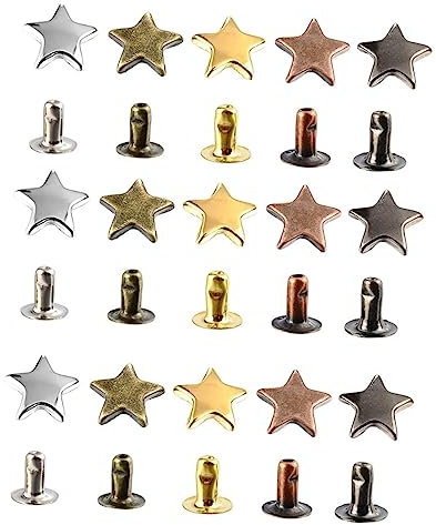 Ciieeo Lot De 200 Sets De Rivets En Étoile Métalliques Diy 5 Couleurs Pour Artisanat Cuir Vêtements Accessoires Punk Et Vintage