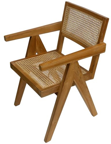 Casa Moro Armlehnstuhl mit Wiener Geflecht | Holz -Stuhl Rattan | Terrasse Küche Lounge Esszimmer | AL2000