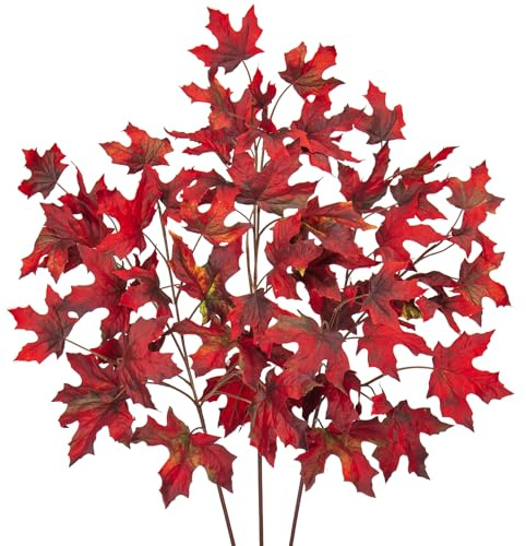 Arborus 3 Stück Künstliche Herbstzweige Herbst Deko 86 cm Künstliche Ahornzweige Künstlicher Zweig mit Ahornblätter Äste und Zweige Deko Herbst Kunstzweige für Ästhetic Küche Zimmer Tisch