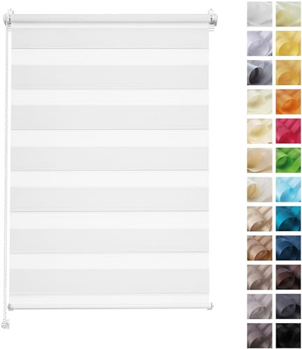 Rettika Doppelrollo Klemmfix ohne Bohren – Weiß – Breite 80 cm, Höhe 150 cm – Duo Rollo für Innenräume, Sichtschutz Fensterrollo mit Lichtregulierung