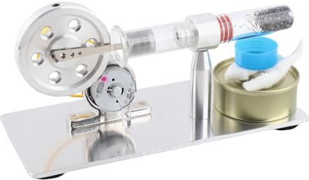 Wakects Einzylinder-Sterling-Motormodell, Dampfkraft, Physik, Wissenschaftslabor, Lehrmittel, Robuste Edelstahlkonstruktion mit LED-Licht für Freunde, Familie
