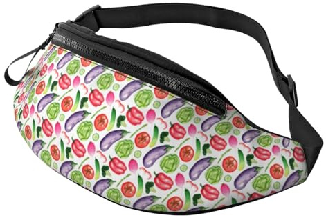 Sac banane à bandoulière pour homme et femme – Tomate, aubergine, légumes, sac banane de voyage, sac banane de course pour homme et femme