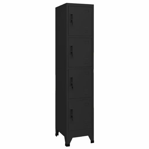 Iiaky Schließfachschrank Schwarz 38x45x180 cm Stahl SchließFachschrank Spind Organizer Garagenschrank Spind Schrank - 339786
