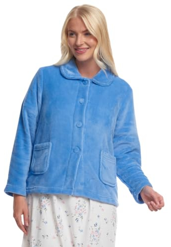 Suzy & Me Veste de lit en polaire super douce pour femme (BLEU BLEUET 44-46)