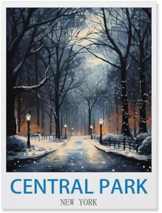 Central Park, New York，DIY Malen Nach Zahlen-Vorgedruckt Leinwand-Ölgemälde Geschenk für Erwachsene Kinder Kits Home Haus Dekor（50x60cm）-S76