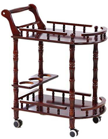 MYVVKIA Service Cart Bar Wine Storage Trolley Tea Trolley Wooden Dining Trolley with 4 Wine Racks Suitable for Commercial Use in Star Hotels Clubs Entertainment Centers