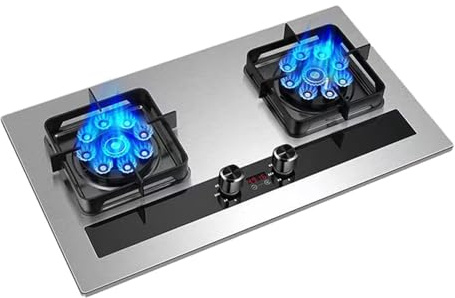 Cuisinière À Gaz 2 Brûleurs, Cuisinière Carrée En Cuivre Moulé En Acier Titane, Cuisinière À Convertisseur NG/GPL Avec Protection Contre Les Flammes Et Sécurité Enfant, For Cuisine À Domicile(NG)