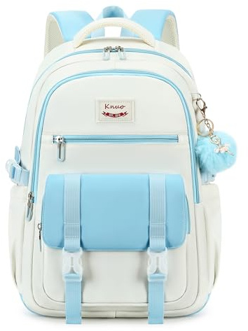KIDNUO School Backpack for Teen Girls College Backpacks for Women Students Bookbag Large 15.6 Inch Laptop Bags Kids Kindergarten Elementary Middle School Bag Anti Theft Daypack Travel Back Pack Blue