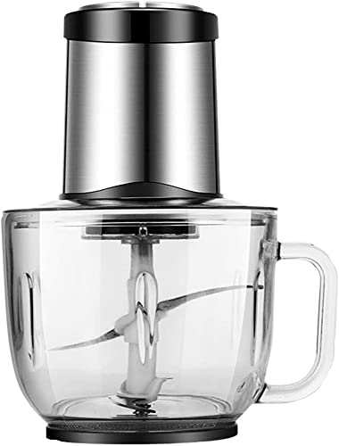 7LiuYueFei6 Hachoir à Viande électrique, Bol en Verre sans BPA de 2,6 L, Lames en Acier Inoxydable, Facile à Nettoyer pour l'ail, la Viande, Les légumes, Les Fruits et Les Noix.
