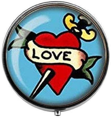 Schmuckdose aus Glas mit Herzmotiv, Retro-Schmuck, Kunst-Foto-Pillendose, Charm-Pillendose, Bonbonschachtel aus Glas