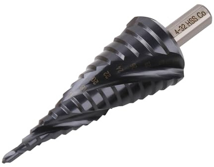 Vearter 4-32mm Stufenbohrer Metall, 15 Stufen Kegelbohrer Metallbohrer, HSS M35 Lochbohrer, Spiralnut Dreieckschaft Bohrer für Edelstahl, Aluminiumblech, Eisen, Kunststoff, PVC, Holz