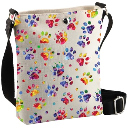 PLITI Sac à bandoulière imprimé patte de chien - Cadeau d'anniversaire pour les amoureux des chiens - Sacs sur le thème des animaux mignons, Motif empreintes de pattes, 8×7.5×1.8inches