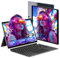 Ordenador Portátil 2-en-1 16GB RAM + 512GB SSD, PC Portatil N100 CPU, Pantalla táctil de 14,1 1920*1200, WIFI 6 + BT 5.2 / Tipo-C / Micro HDMI, Teclado Tetroiluminado, Tableta portátil desmontable