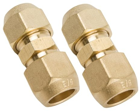 2 Stück 3/8 Zoll Rohrverbinder,Klimaanlage Adapter,Split Klimaanlage Kupferrohr,Kupferrohr Verbinder,Doppelnippel für Kupferrohre,Messing Klemmringverschraubung für Klimaanlageninstallation Wartung