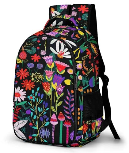 Vqqkasmn Sac à dos pour ordinateur portable, sac à dos de voyage décontracté pour homme et femme, motif vignes et fleurs sauvages, sac à dos de week-end, sac à bagages d'affaires
