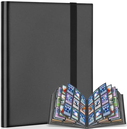 9 Pockets Trading Card Binder Storage, 360 Pockets Collectible Trading Card Album with Elastic Strap Side Loading Card Folder Sport Card Binder for MTG, TCG, Baseball, Football Cards (Black)