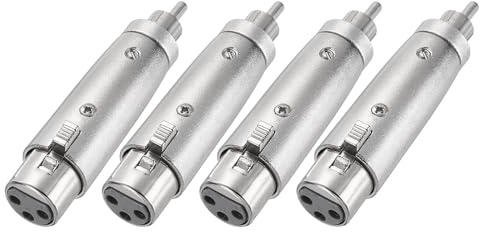 sourcing map 4pcs 3 Pin RCA Male to XLR Female Adapter for Microphone Audio Cable Plug Mic Socket Speakers, Silver Tone 78mm