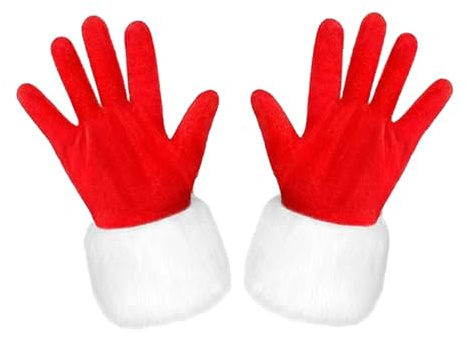 Rote Weihnachtsmannhandschuhe,Weihnachtssamthandschuhe - Rote Kostümhandschuhe mit weißer Pelzmanschette - Cosplay-Stretch-Fäustlinge für Damen und Mädchen, Weihnachtskostüm-Handschuhe für Party