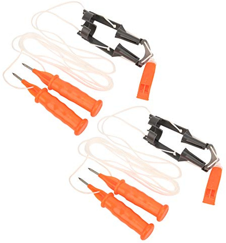 FAUOSWUK Eisfischen-Sicherheitspickel, Zwei Handgehaltene Outdoor-Kits mit Pfeife und Schutzhülle, Leuchtend Orangefarbener, Rettungswerkzeuge für Eisfischen im Freien