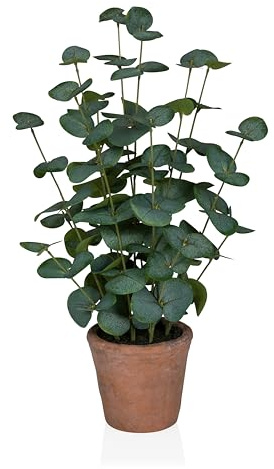 hjh OFFICE Kunstpflanze Eucalyptus, 48 cm – Grün, pflegeleicht, immergrün, realistische Dekopflanze aus hochwertigem Kunststoff für Wohnzimmer, Büro & Hotel
