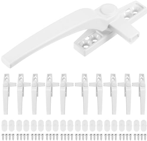 Cnwinu 10 PCS UPVC Window Handles,Universal Window Handle Replacement,White Aluminum Alloy Cockspur Window Handles for UPVC Windows,Left/Right Handles for Windows and Sliding Doors