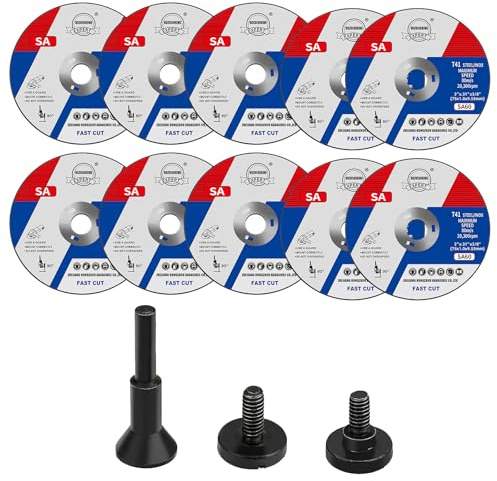 Trennscheiben Und Dorn Kit, 12 StüCk 50 X 10 X 1,0 Mm Trennscheiben Mit 6,35mm Montagedorn Werkzeughalter, Stabschleifer Set FüR Bohrer Matrizenschleifer Schneidet Stahl Edelstahl Inox Metall Etc