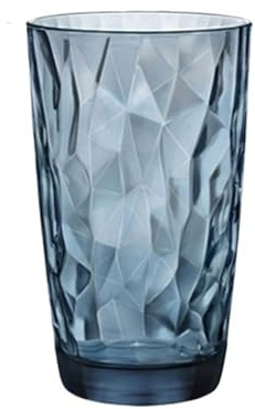GLigeT Succhi Bicchieri da bere con motivo a rombi colorati, bicchieri highball resistenti al calore, tazze for acqua, latte, succo, birra, cocktail e vino Soda(Blue,Grande)