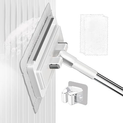 Balai plat mains libres | Outil mains libres multifonction à long manche – Serpillère avec tampons lavables – Pour la maison, la salle de bain, la cuisine, le salon, la chambre à coucher, le balcon