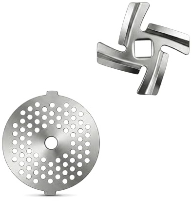 Ncheli Juego Cuchilla y Disco Picadora Carne 54 mm, Acero Inoxidable 420 | Picado Fino 3 mm, Doble Cara Pulida, Repuesto