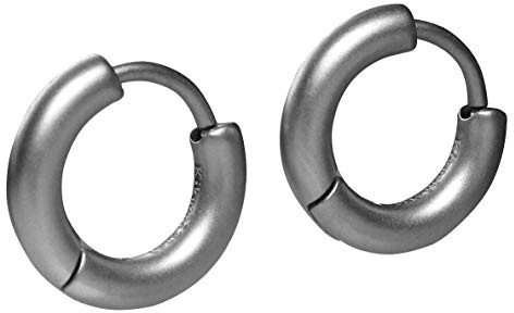 Kikuchi Ohrringe Titan Stab Ø 12 mm Helix Edelstahl Hoop Klapp Creolen Tube Klein Silber Gold Schwarz Hellbraun Sandstrahlen Matt ERTS011