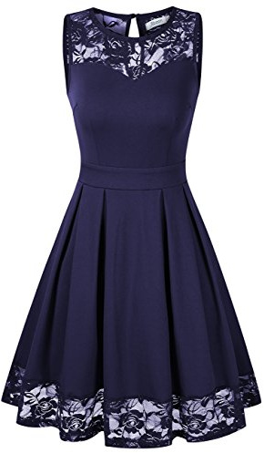 KOJOOIN Abito retrò Donna in Mezzo Pizzo 1950 Vestito Donna retrò Rockabilly Polka Vestito da Audery Swing Abito da Cocktail Partito