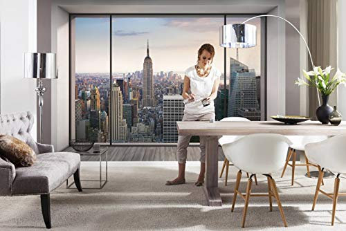 Deco Italia Fotomurale Finestra su New York - Poster Gigante per Parete - Carta da Parati in Blueback Alta Definizione | 368 x 254 cm