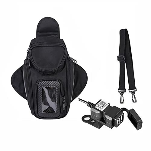 Krtopo Motorrad Tankrucksack Wasserdichtes Oxford Magnetische Satteltaschen Reise Werkzeug Gepäckstück mit USB-Ladegerät